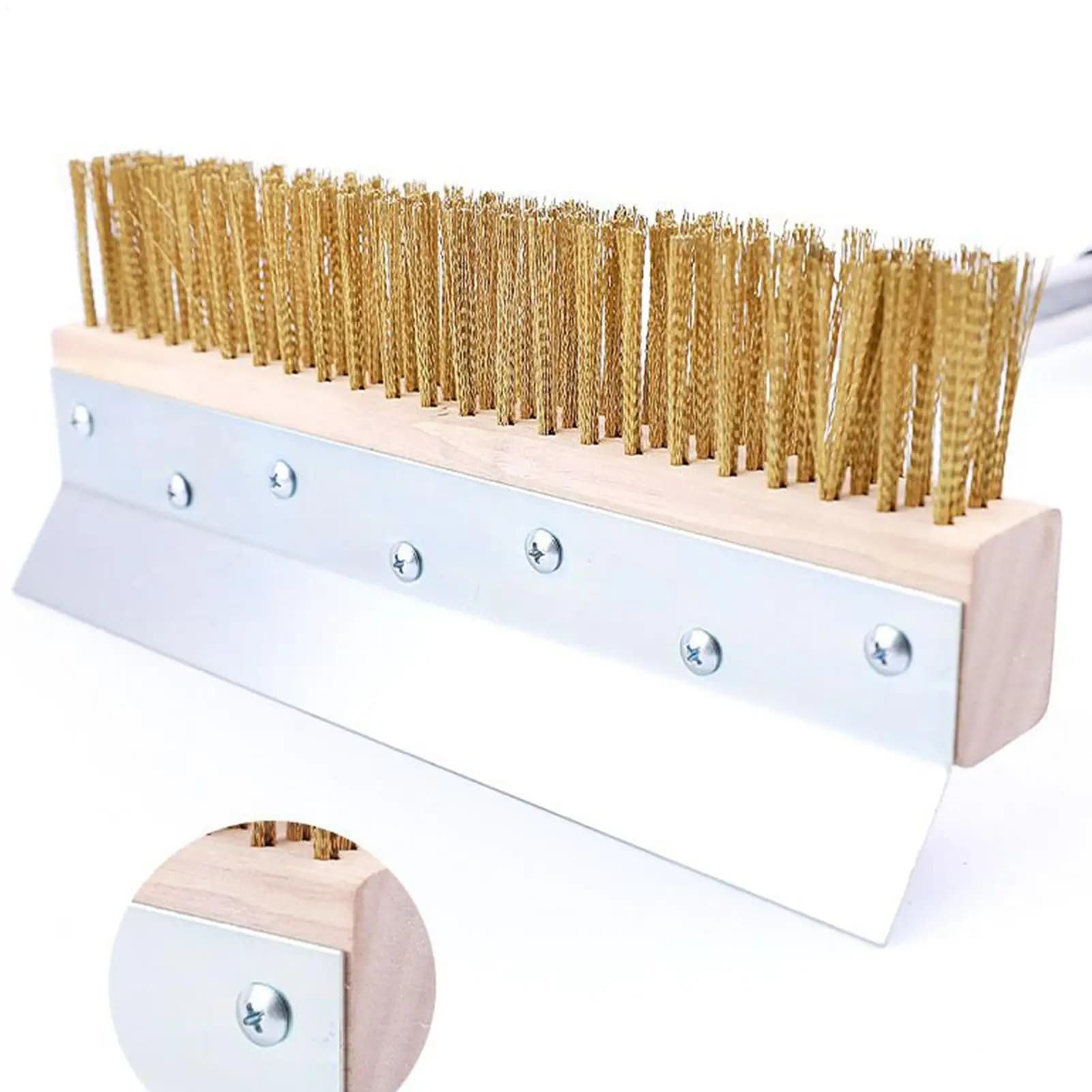 Pizza Oven Brush With Scraper Barbecue Brush For Outdoor Grill Washable Barbecue Grill Cleaning Tool For Home Commercial