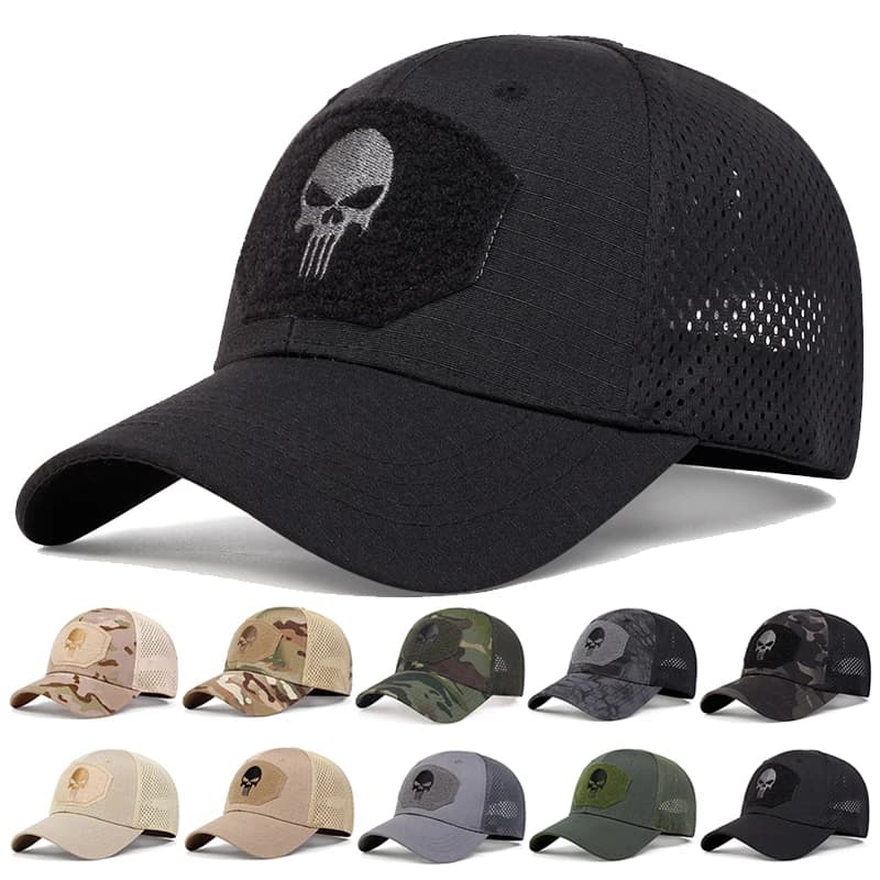 Breathable baseball caps with embroidered label with unisex skull Adjustable casual hat for spring and autumn sun protection