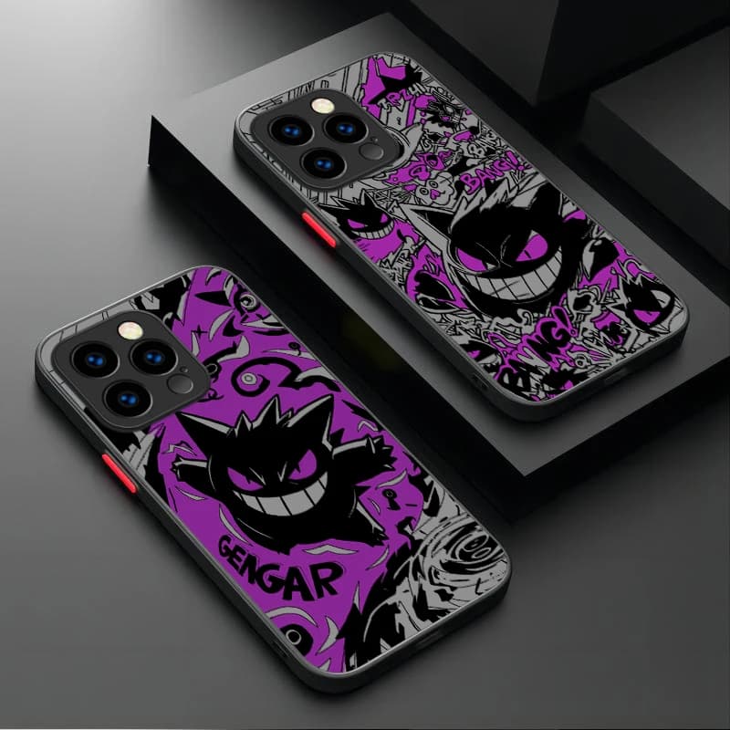 Custodia antiurto opaca rigida P-Pokemon Gengar Graffiti per iPhone 17 Air 15 16E 16 14 13 12 11 Pro Max XR 7 8 Plus SE 2020