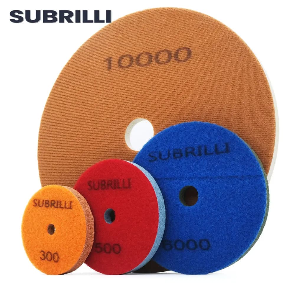 SUBRILLI 3/4/5/10 pollici 3 pezzi tampone per lucidatura in spugna disco per lucidatura diamantato pietra granito marmo cemento disco abrasivo per lucidatrice