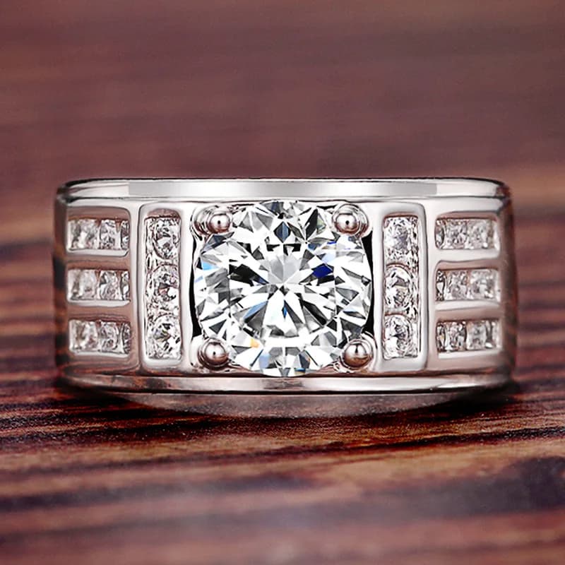 Anelli da uomo per feste di lusso anelli di Moissanite imitazione creativa per uomo fede nuziale in argento Sterling con 925 gioielli di francobolli all'ingrosso
