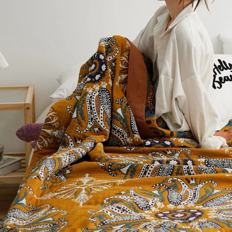 Trapunta sottile per aria condizionata per adulti e bambini Asciugamano di garza a cinque strati Copriletto Coperta per divano per ufficio Biancheria da letto estiva