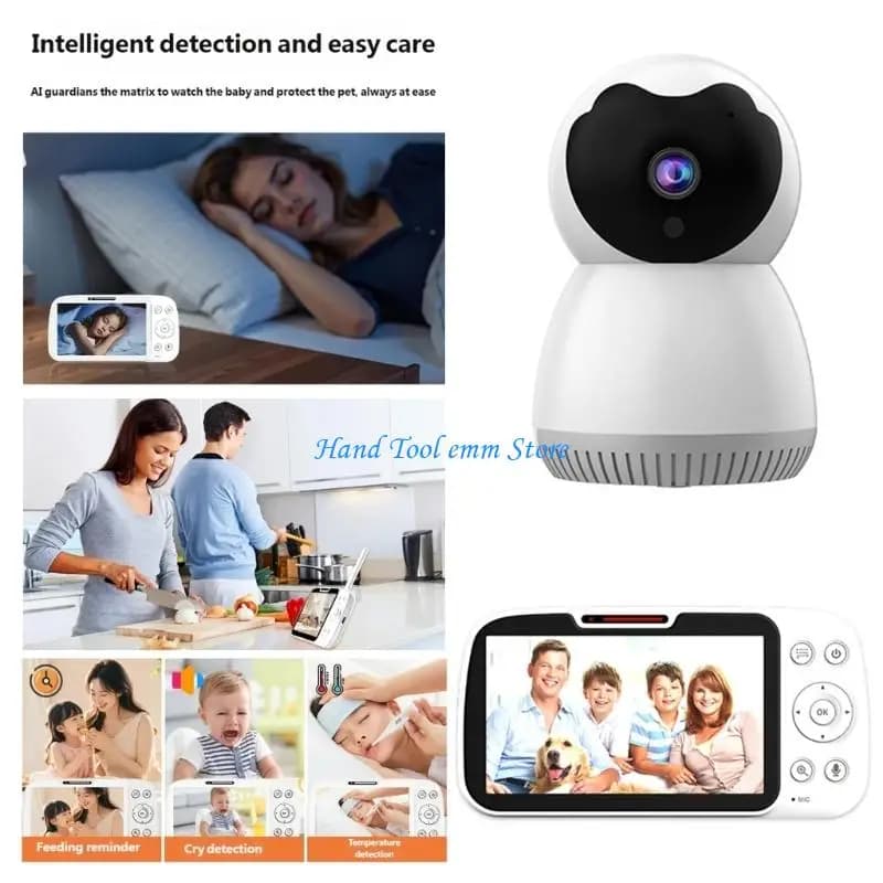 H37F Parent Peace Mind Baby Monitor Dotato schermo da 5 pollici Comunicazione bidirezionale Supporto per visione notturna a