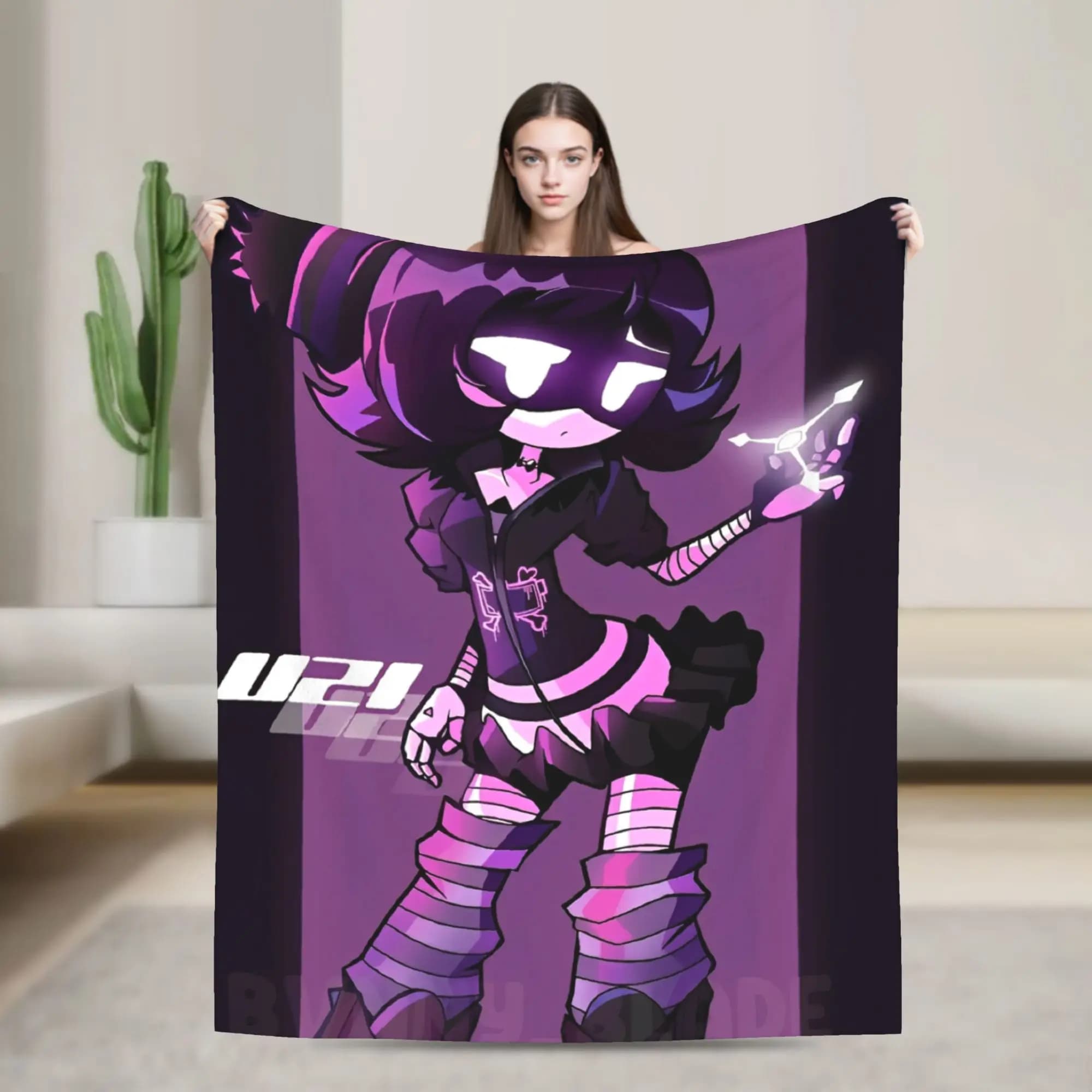 Robot Murder Drones V Uzi Flannel Blanket Super Warm Throw Blanket for Outdoor Travel Fluffy Bedspread Sofa Bed Cover