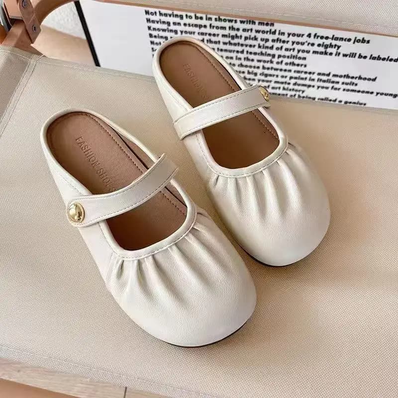 Sandali piatti da donna slip-on per esterni, scarpe comode estive, nuovo stile, ciabatte a mezza copertura con punta aperta