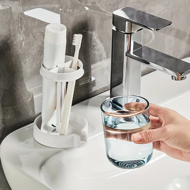 Portaspazzolino Minimalista Trasparente Antigoccia, Base Impermeabile, Contenitore Verticale, Pratico Regalo per il Bagno