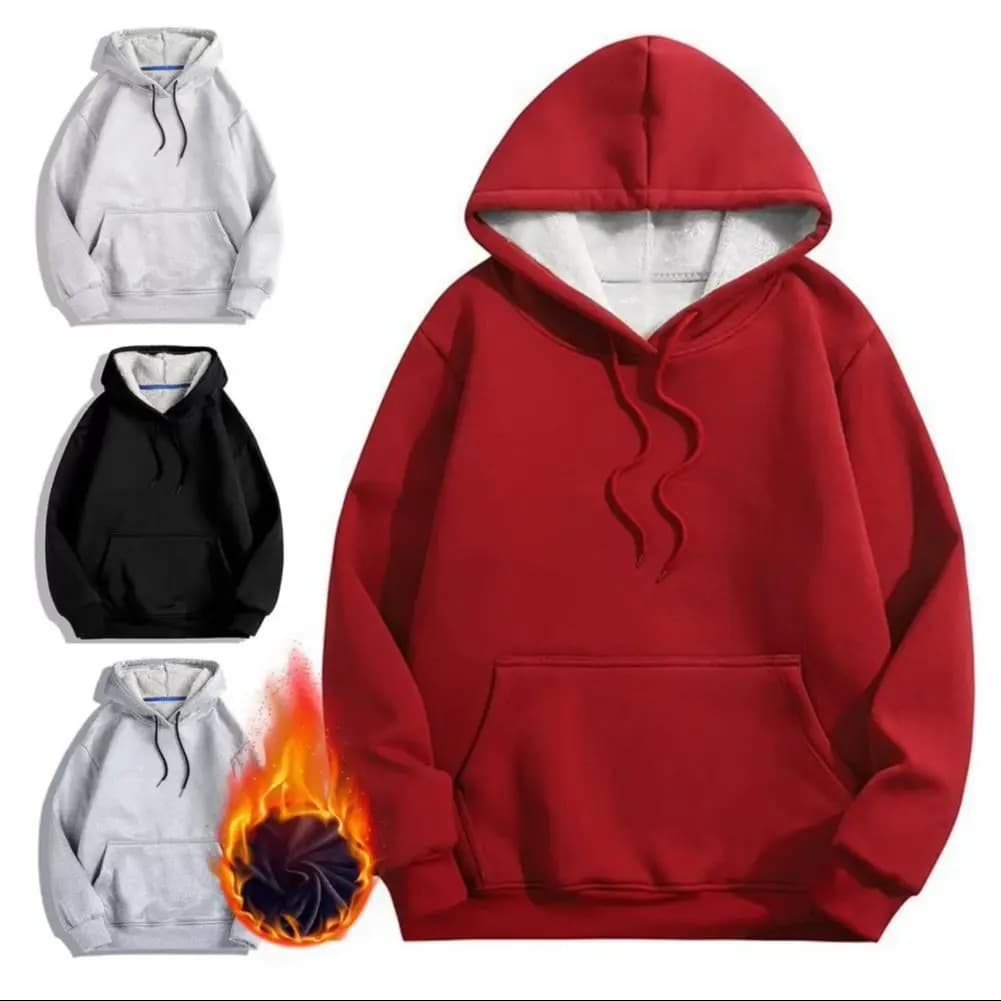 2026 Women Fall Winter Hoodie Thick Fleece Lined Hooded Long Sleeves Kangaroo Pocket Jacket Loose Drawstring Sport Coat 50