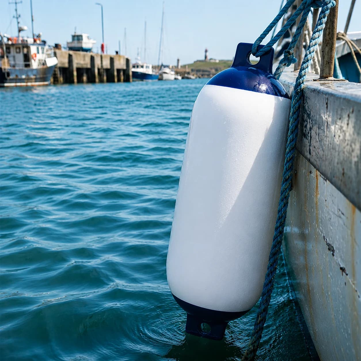 Parafango Gonfiabile Grande G2 6.5x23 Pollici con Corda Rinforzata e Kit Pompa Aria, Paraurti Marino per Yacht Medi, Confezione Singola