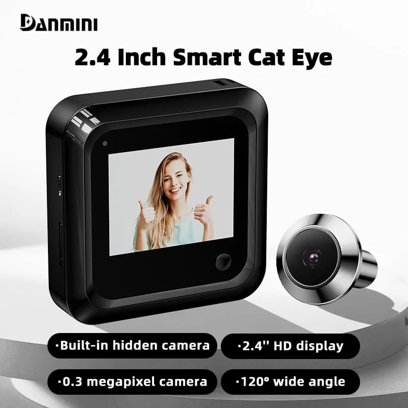 Danmini Campanello spioncino nascosto da 2,4 pollici 300 miglia pixel 120 ° Monitor esterno per visore digitale Cat Eye con fotocamera grandangolare