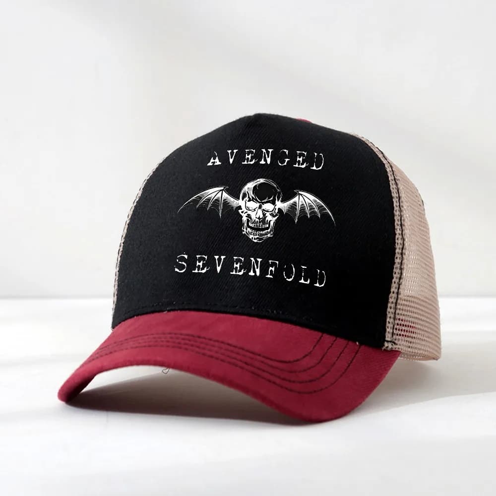 Unisex Avenged Sevenfold Printed Hats Summer Mesh breathable Trucker Hat Heavy Metal Band Skull Baseball Cap Adjustable