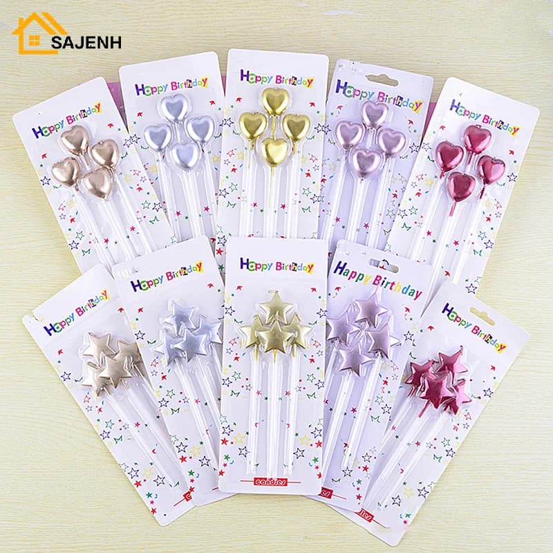 4pcsMulticolour Candles Wedding Party Birthday Cake Candles Decoration Party Supplies