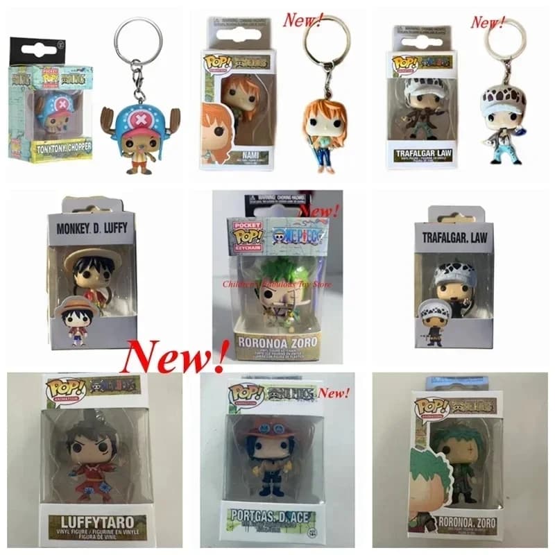 FUNKO Keychains One Piece Tonytony Chopper Roronoa. Zoro New Luffy Law Luffytaro Japanese Cartoon Anime Action Figures Toys POP