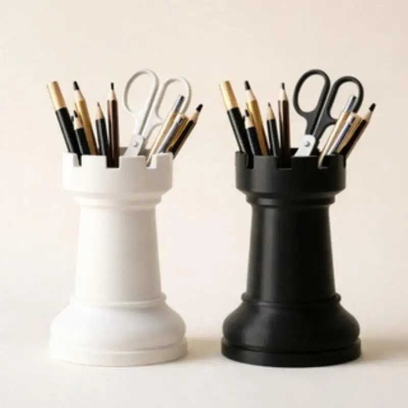 Chess Shaped Desktop Organizer Creative Pen Holder Simple Storage Box For Stationery Cosmetics Makeup Brush Gift