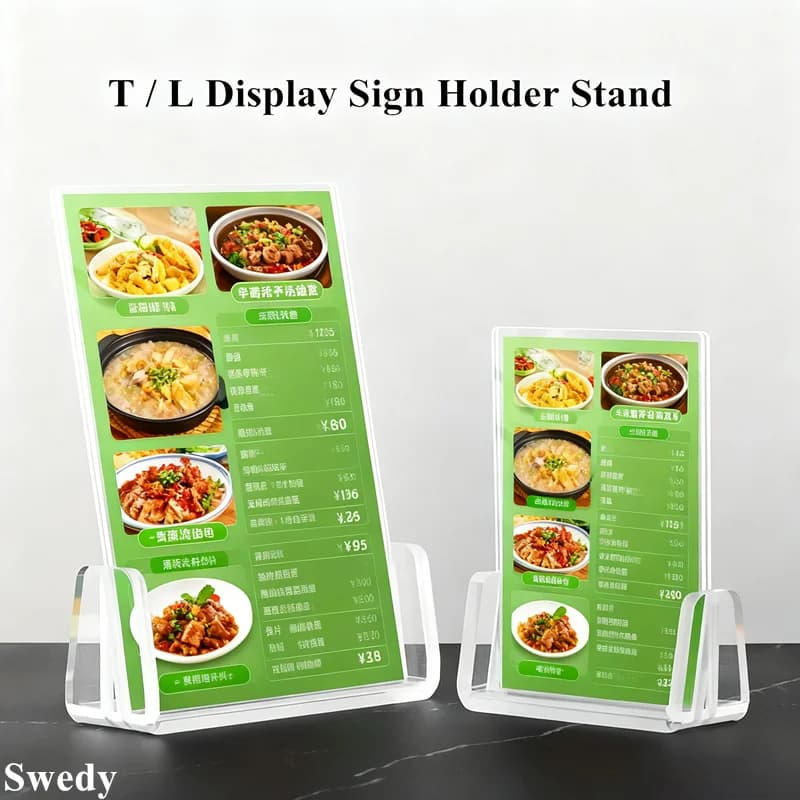 A5 148x210mm T / L Display da tavolo Supporto per cartello in acrilico Espositore Etichetta prezzo Carta Menu ristorante Cornice per poster in carta