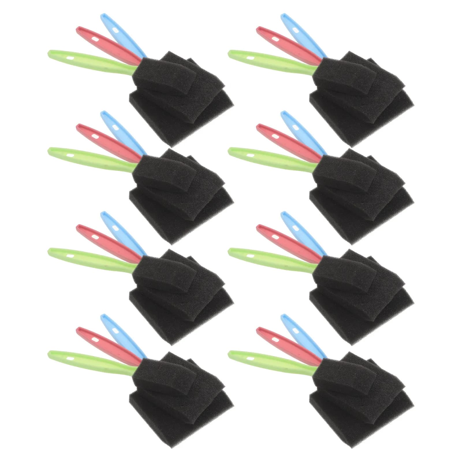 24Pcs Kids Sponge Painting Brushes Set Ergonomic Plastic Handle Soft Elastic Sponge Tips for Craft Projects Sketchbooks Doodle
