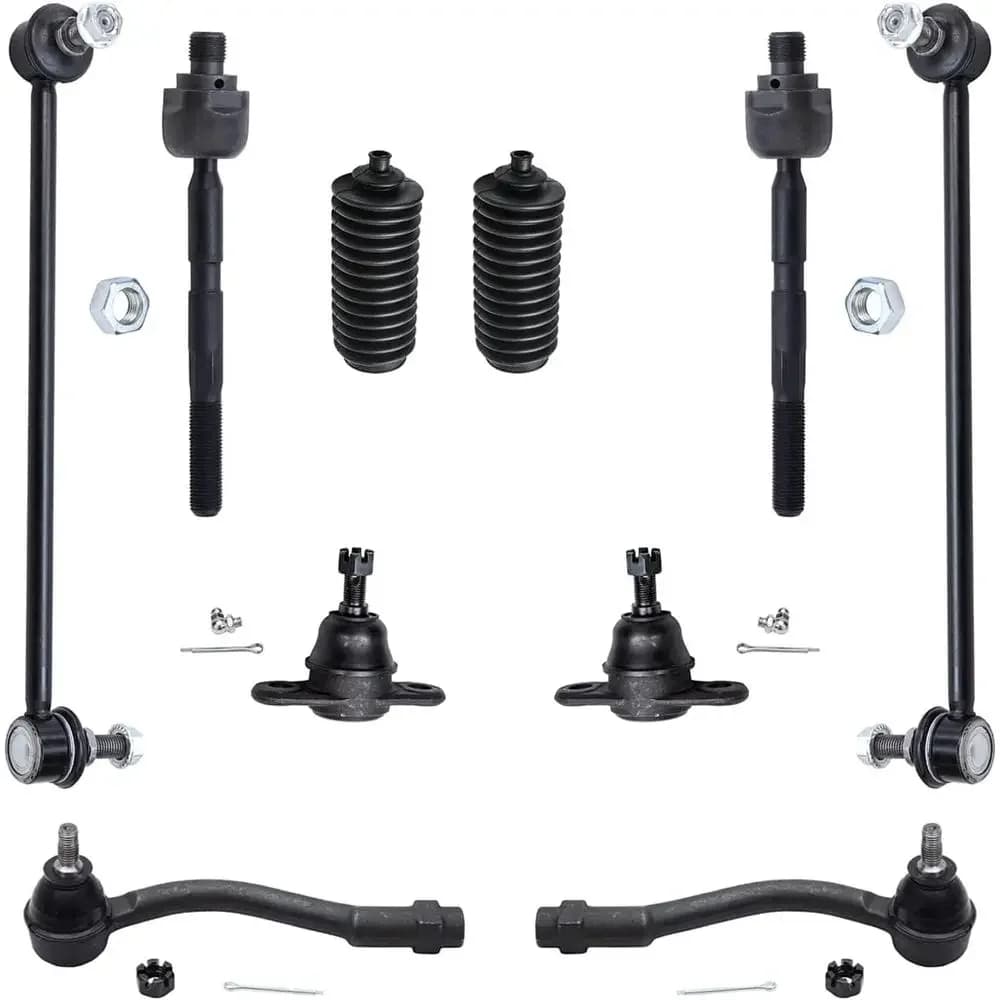 Kit Sospensioni 10 Pezzi per Kia Rio e Rio5 06-11, 4 Tiranti Sterzo, 2 Giunti Sferici Inferiori, 2 Protezioni, 2 Barre Stabilizzatrici, Ricambio 2006-2011