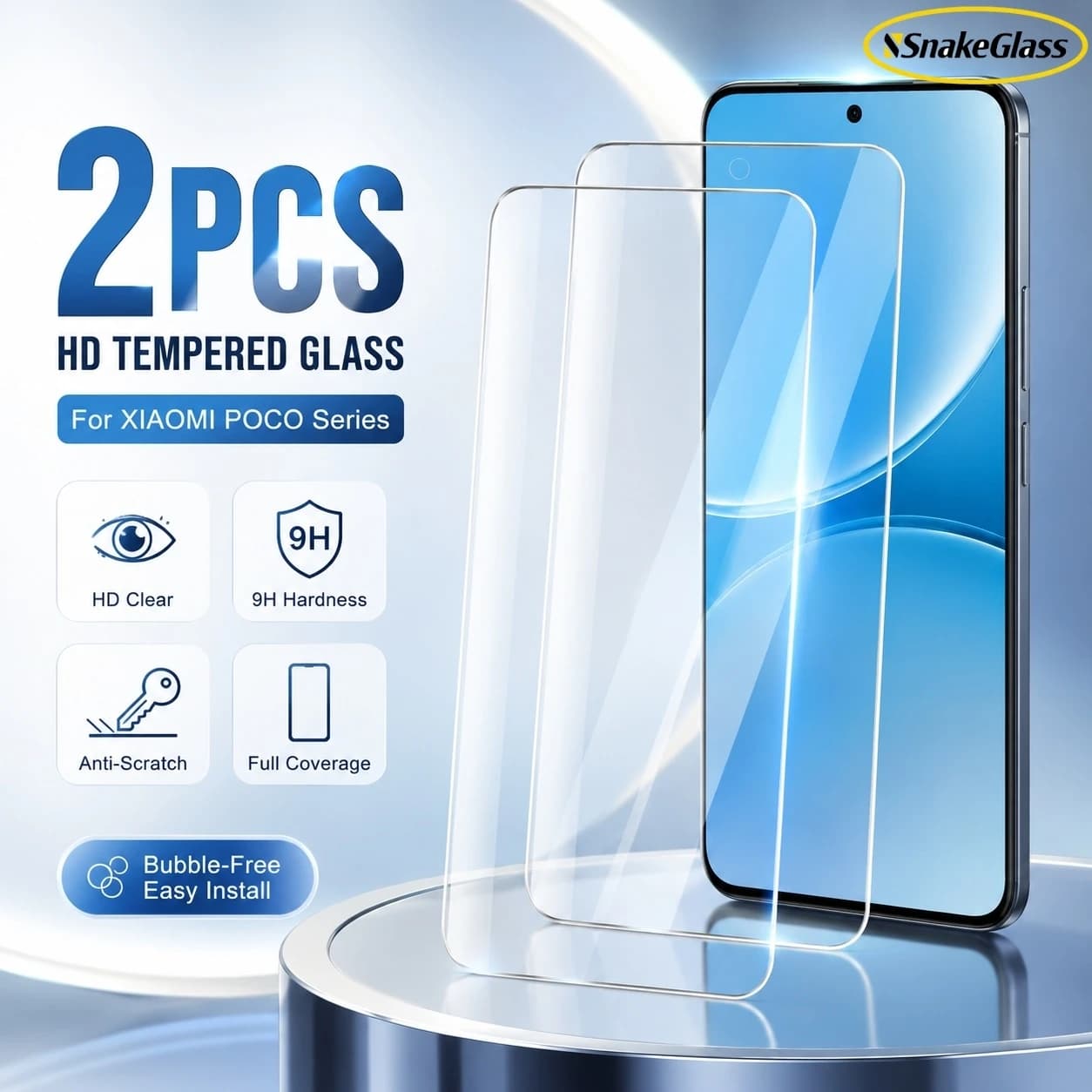 2PCS HD Tempered Glass For Poco F8 Pro F8 Ultra F7 Ultra F6 Pro F4 X8 Pro Max X7 Pro X5 M7 Plus M4 Pro C85 C55 Anti Scratch Film
