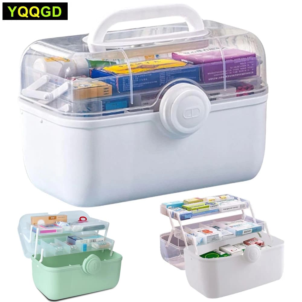 Large Capacity Family Medicine Organizer Box Portable First Aid Kit Medicine Storage Boxes Organizers Plastic Organizing Home
