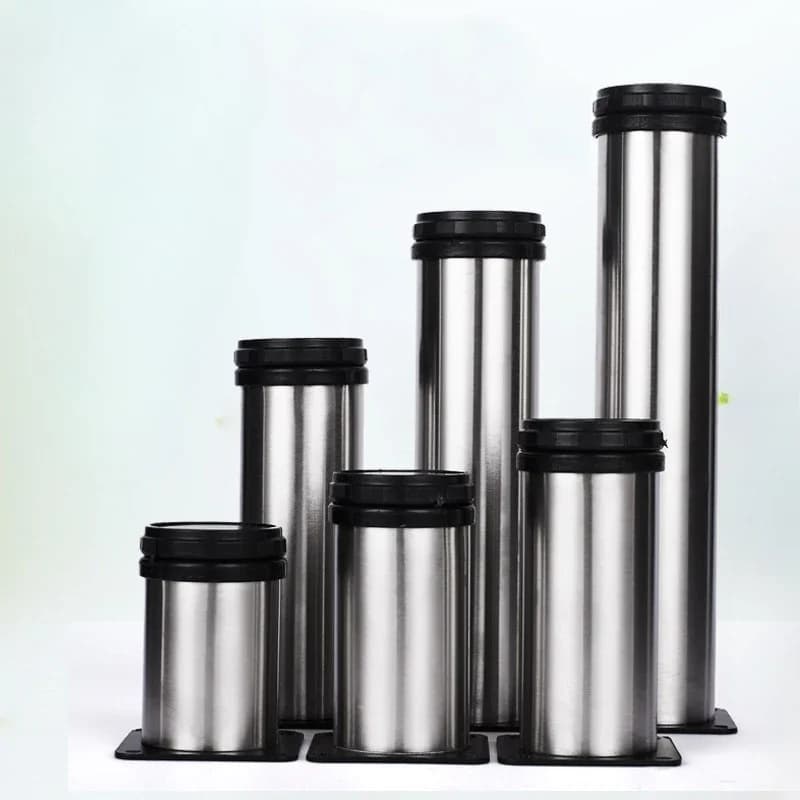 4 Pezzi Piedini Regolabili in Acciaio Inox per Mobili, Ricambi per Tavoli, Armadi e Divani, con Viti, Accessori per Mobili