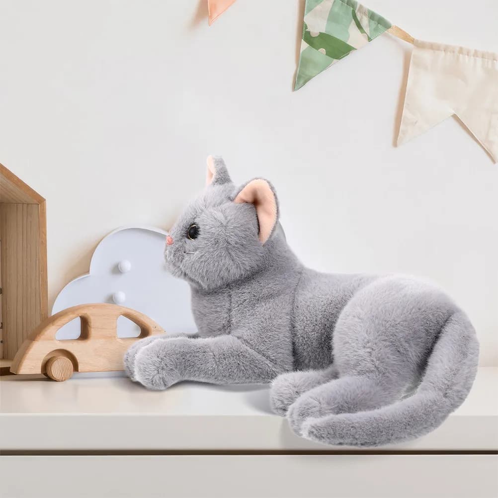 Adorabile Gatto di Peluche, Morbido e Carino, Decorazione Animale Realistica, Cuscino per Letto e Divano, Regalo per Bambini e Ufficio