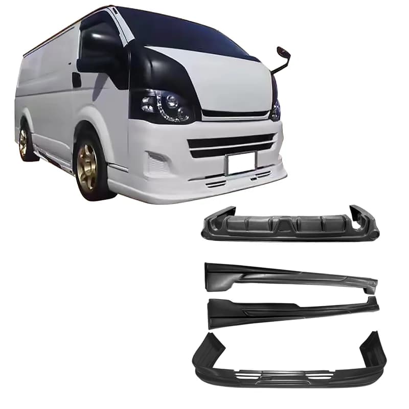 Per TOYOTA HIACE 2011-2013 Labbro Anteriore Labbro Posteriore Minigonne Laterali In Plastica ABS Auto Paraurti Auto Bodykit Ricambi Auto Diffusore Splitter