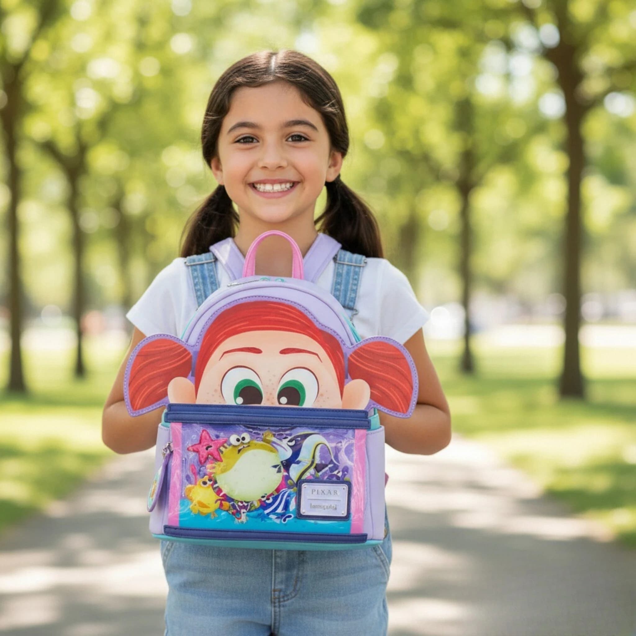 Momenti che trovano Nemo Darla Fish Tank Mini zaino con stampa di cartoni animati Borsa da donna in pelle PU rosa