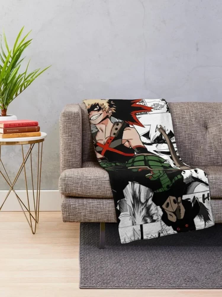 Bakugou Manga Collage coperta di lusso coperta per divano coperta sottile per bambino banana pesce coperta sottile coperta da tiro