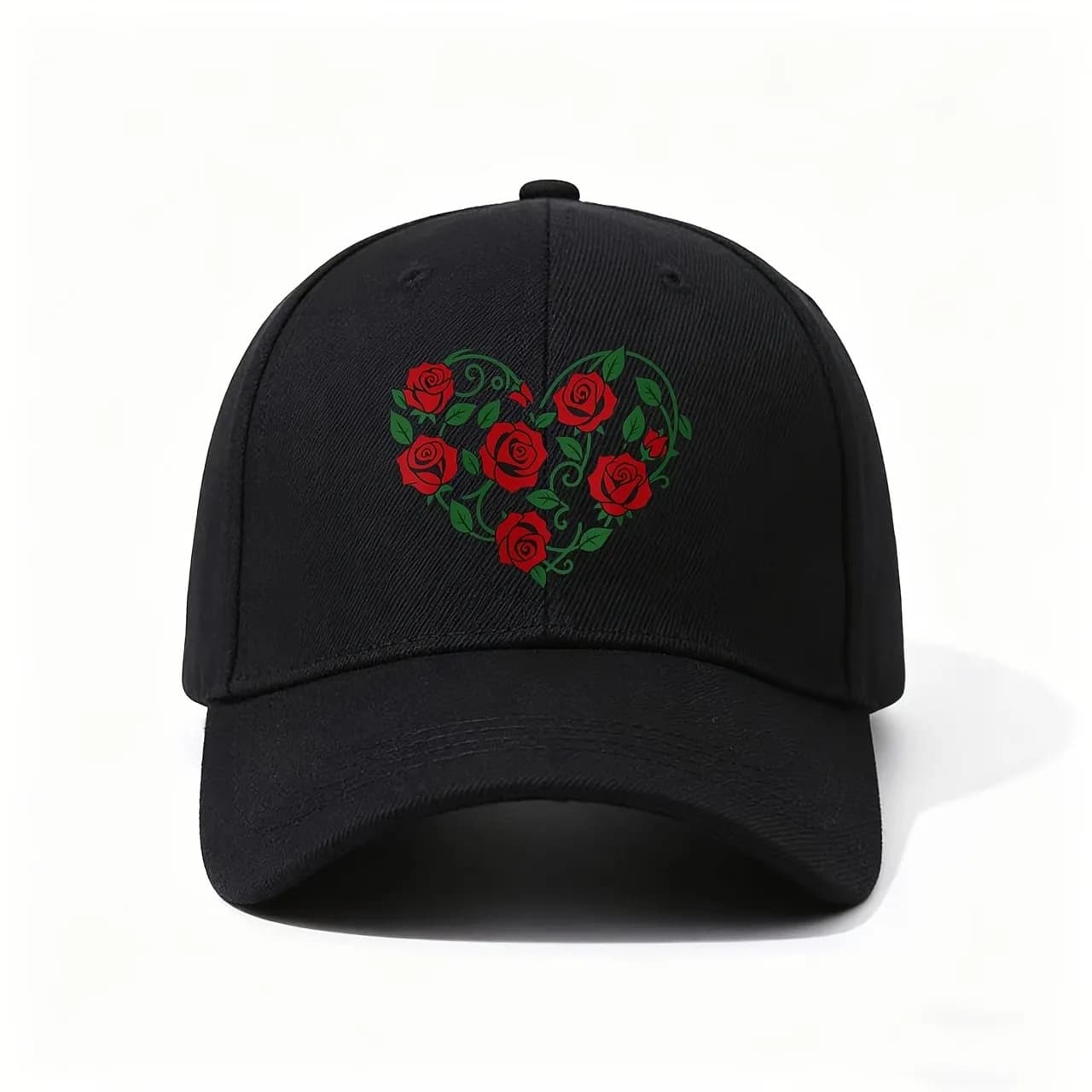 Cappellino da baseball Heart Rose Vine, cappello da sole regolabile in cotone, cappello sportivo casual con grafica floreale