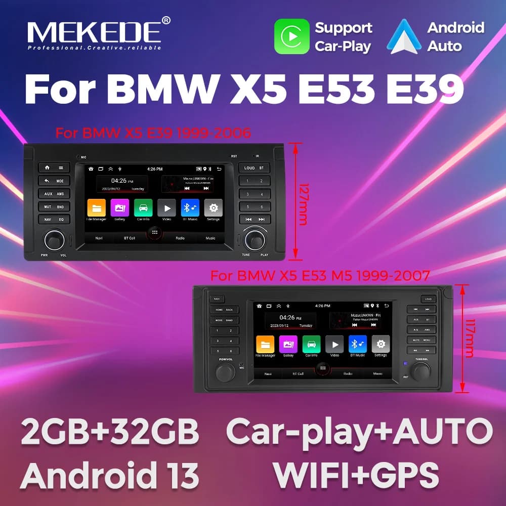 MEKEDE 7inch Car Radio Multimedia Player Wireless CarPlay GPS Navigation Stereo RDS FM Audio For BMW X5 E53 E39 E38 1996 - 2006