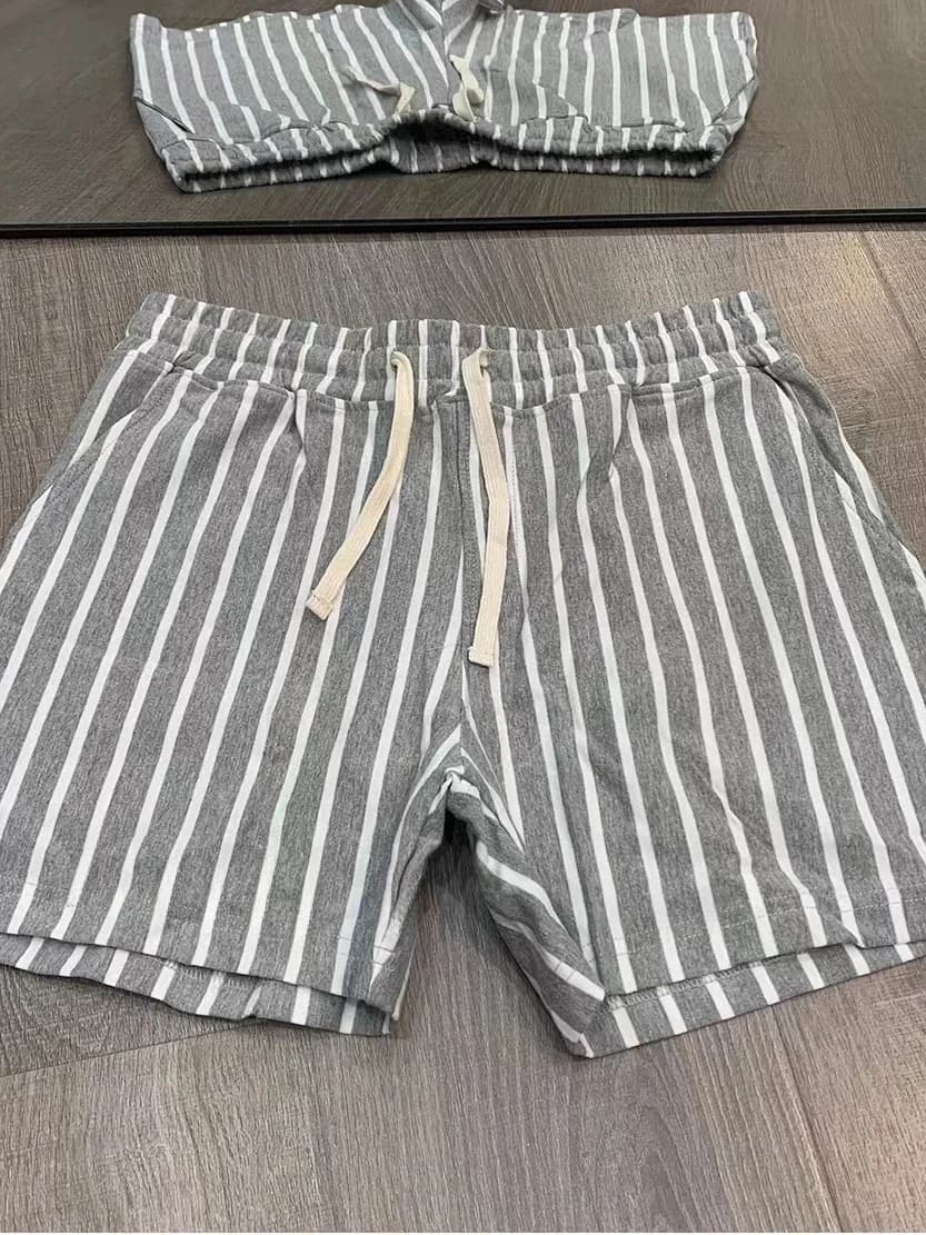 Pantaloncini da Uomo Sportivi a Righe con Coulisse, Lunghezza al Ginocchio, in Fibra di Poliestere, Casual, per la Stagione Autunnale, Molto Consigliati e di Tendenza