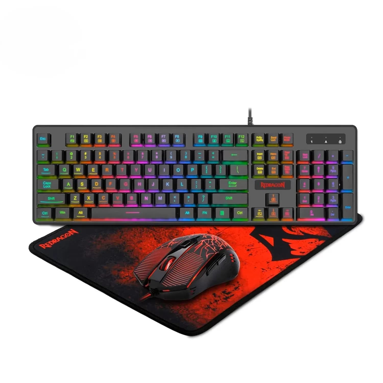 Redragon S107 Combo tastiera e Mouse da gioco tappetino per Mouse grande sensazione meccanica Mouse retroilluminato RGB 3200 DPI per PC Windows