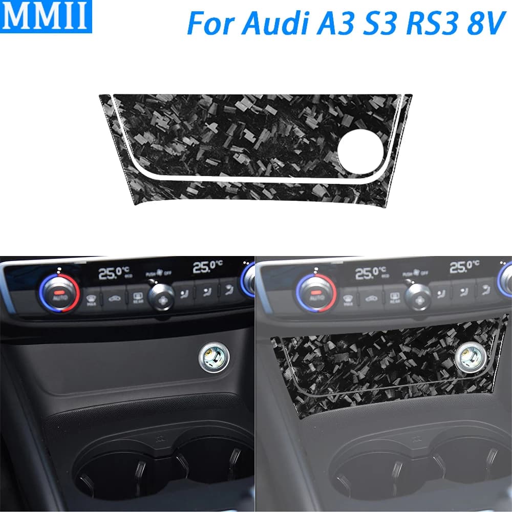 Per Audi A3 S3 RS3 8V 2013-2019 Forgiato In Fibra di Carbonio Console Centrale Presa di Corrente Pannello di Copertura Accessori Per Interni Auto adesivo