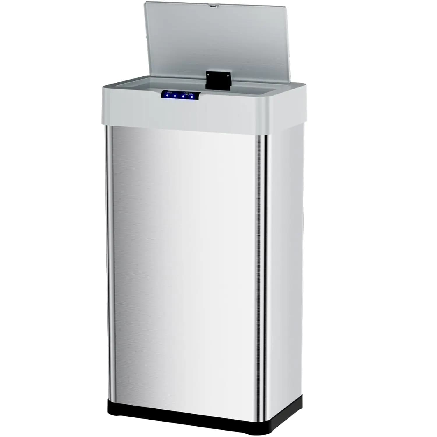 Cestino per Rifiuti con Sensore di Movimento Rettangolare Senza Contatto, Finitura in Acciaio Inox Spazzolato 13.2-21.1 Galloni (50-80L) per Cucina