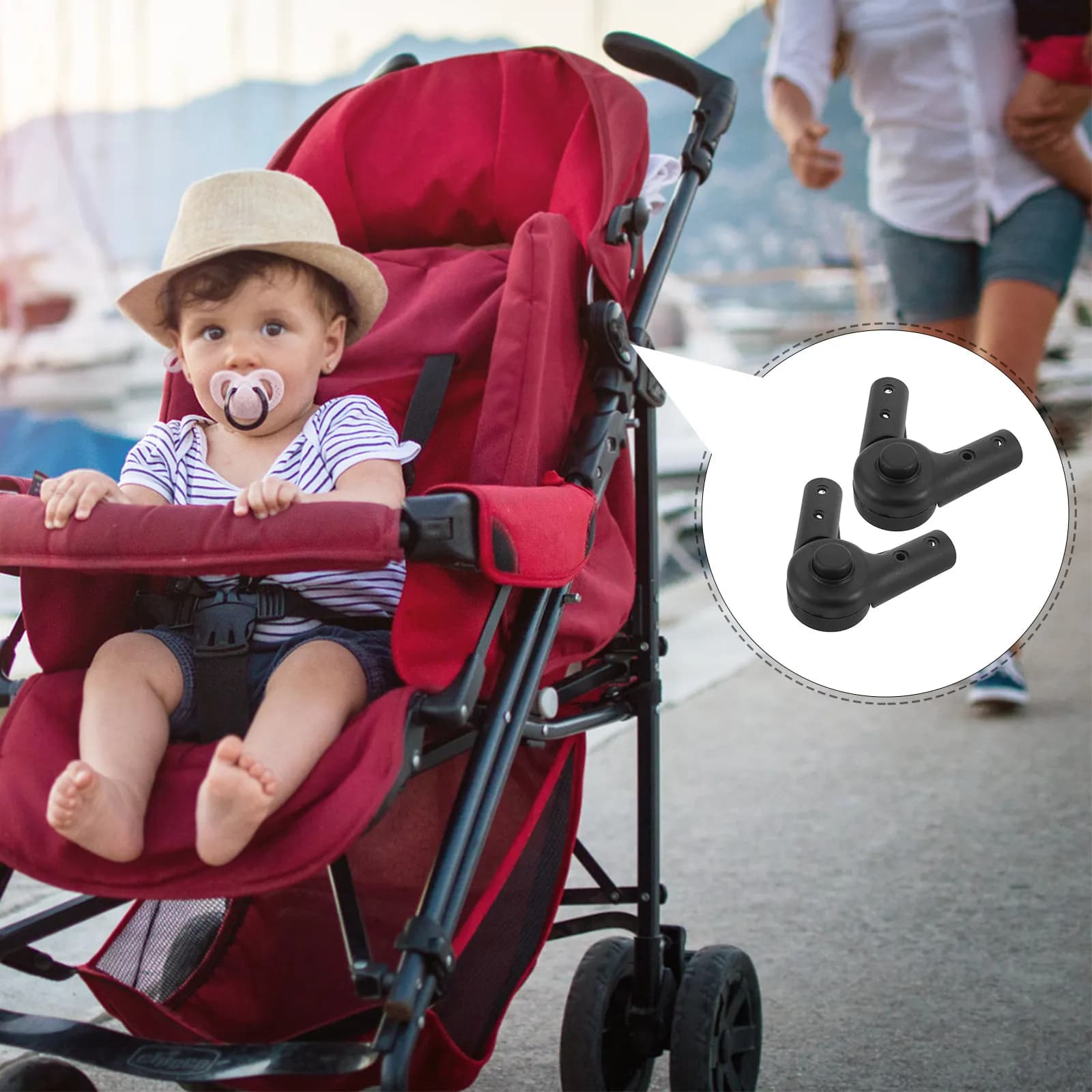 2 Set Connettori per Maniglia Passeggino Pieghevole, Ricambio Compatto Portatile, Giunto Maniglia Passeggino con Angolo Regolabile, per Carrello Pieghevole