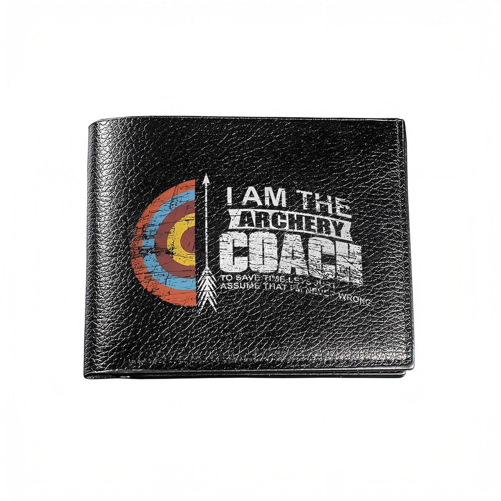 I Am The Archery Coach Wallet With Target And Arrow Design For Casual Business Fashion Style Men's Card Holder