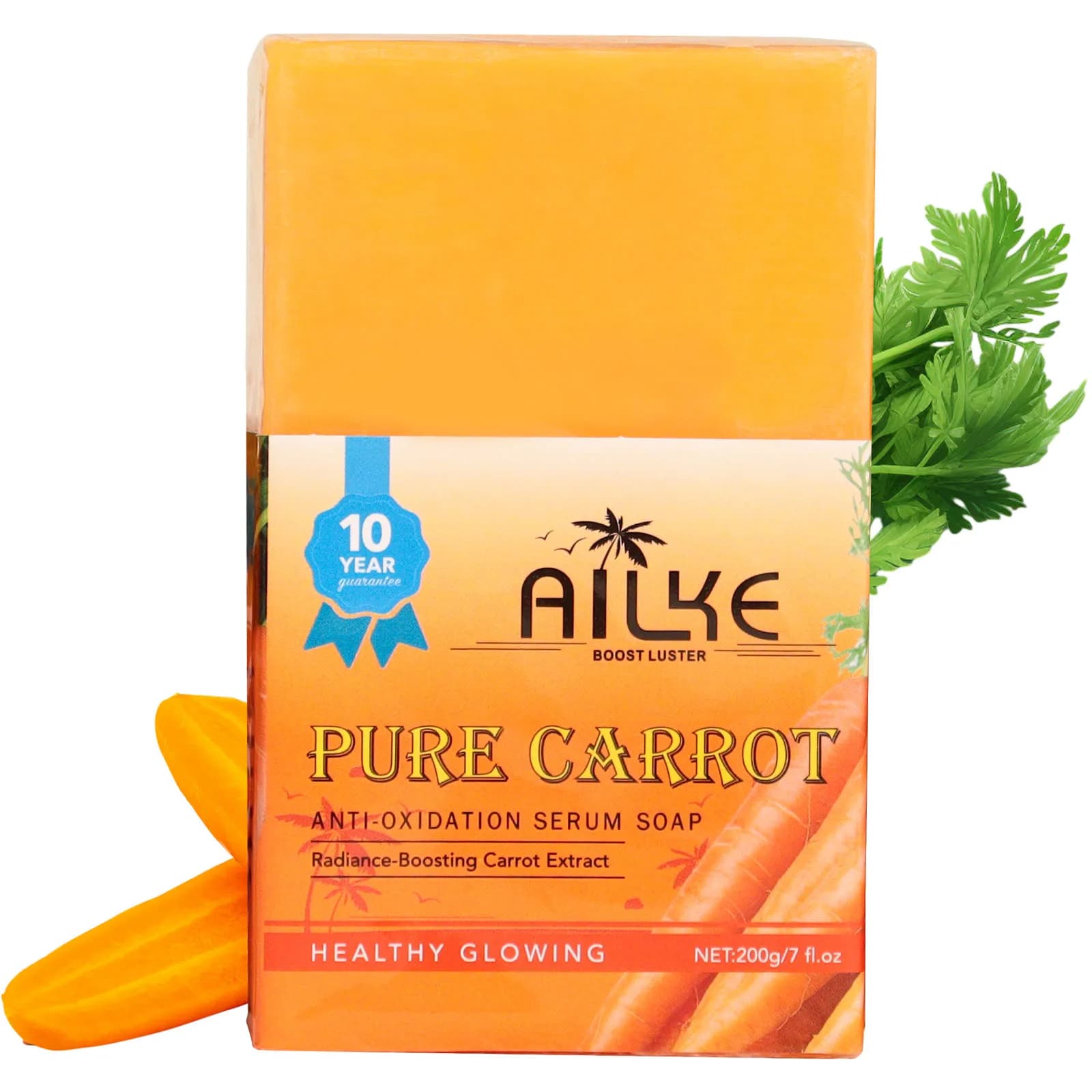 AILKE Pure natural carrot antioxidant serum soap, whitening soap bar for all skin types, cleansing stains, with vitamin C