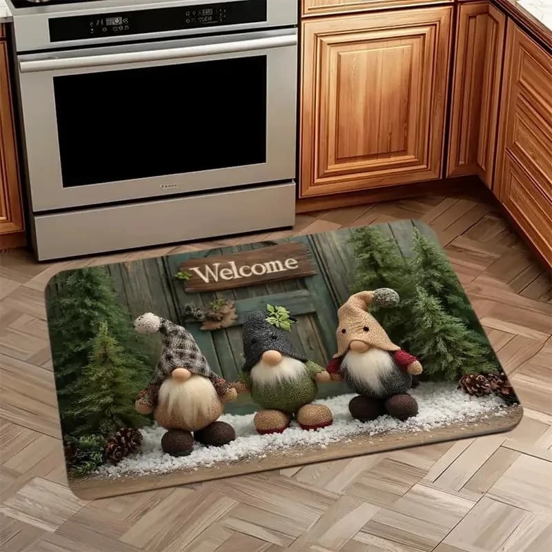 Tappetino per porta d'ingresso a tema pupazzo di neve di Natale Tappeto per interni antiscivolo Tappetino per piedi resistente allo sporco Tappetino per decorazioni natalizie per la casa Cucina dell'atrio