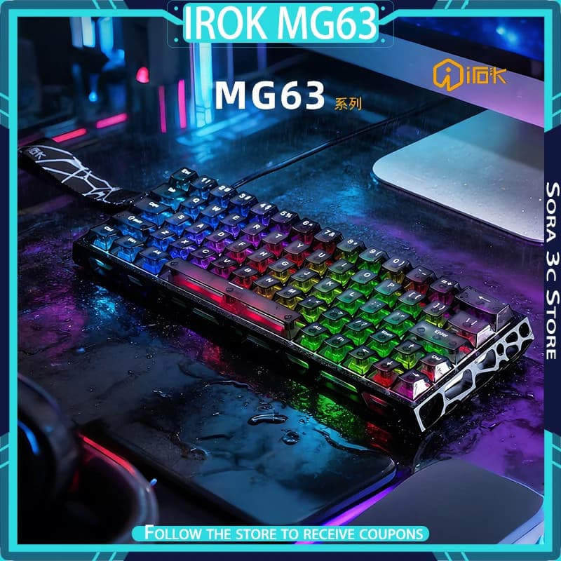 IROK MG63 Tastiera ad asse magnetico in lega di alluminio RT0.001 Precisione 8k Tastiera da gioco Esports a bassa latenza Accessori per giocatori
