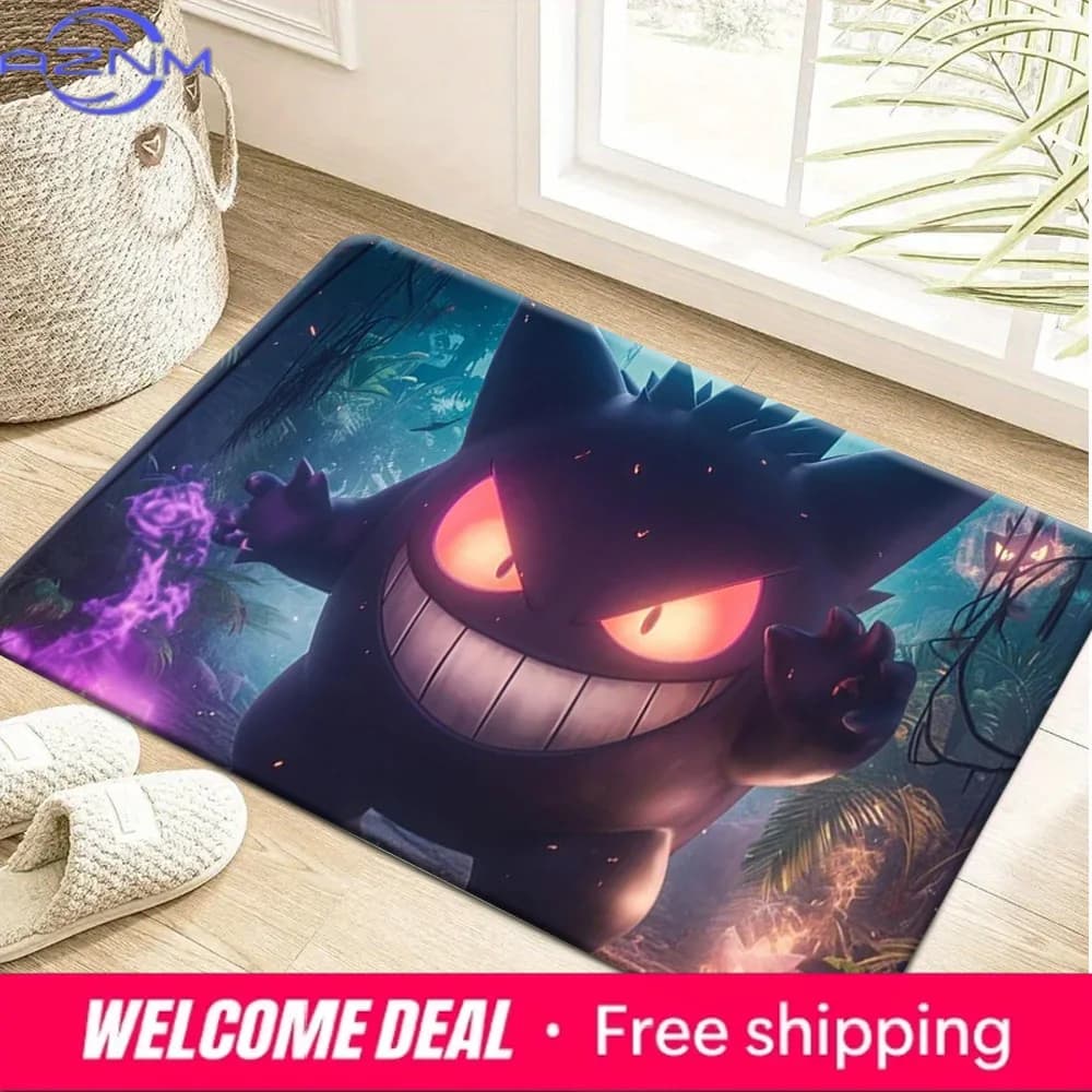 Tappetino antiscivolo con stampa magica Pokemon Gengar Dark Forest, tappetino assorbente per la decorazione domestica