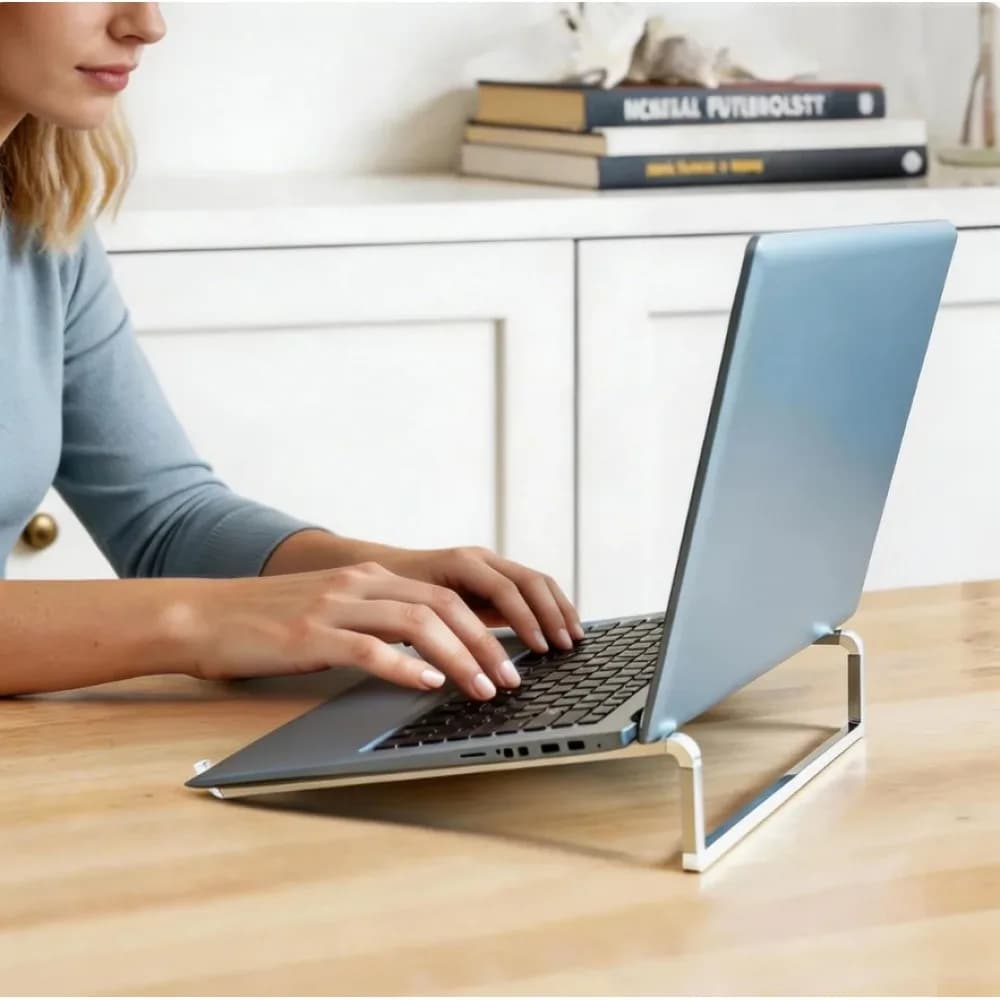 Heavy-Duty Silver Foldable Laptop Stand, Suitable for Both Home and Office Use, Laptop Stand with Ventilation for the Standpipe