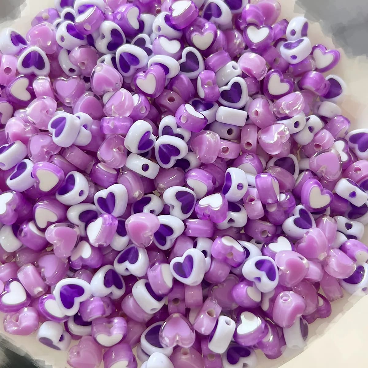 8mm 188pcs 8 colors Purple And Mixed Peach Heart Style Beads For DIY Making Handicrafts Small Business Supplies