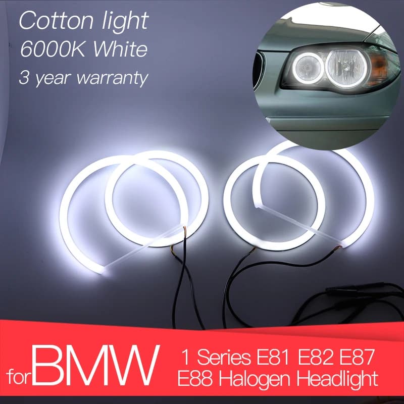 3 anni di garanzia Hight Quality LED Angel Eyes Kit anello bianco in cotone per BMW serie 1 E81 E82 E87 E88 faro alogeno