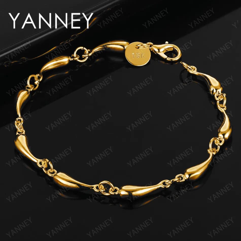 Fashion 925 Sterling Silver 18K Gold Women 8 Inches Drop Chain Bracelet For Charm Punk Party Jewelry Wholesale