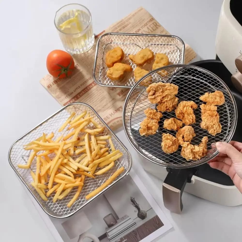 Stackable Grid Air Fryer Durable, Stainless Steel Non-stick Cestello For Grilling, Kitchen Accessories