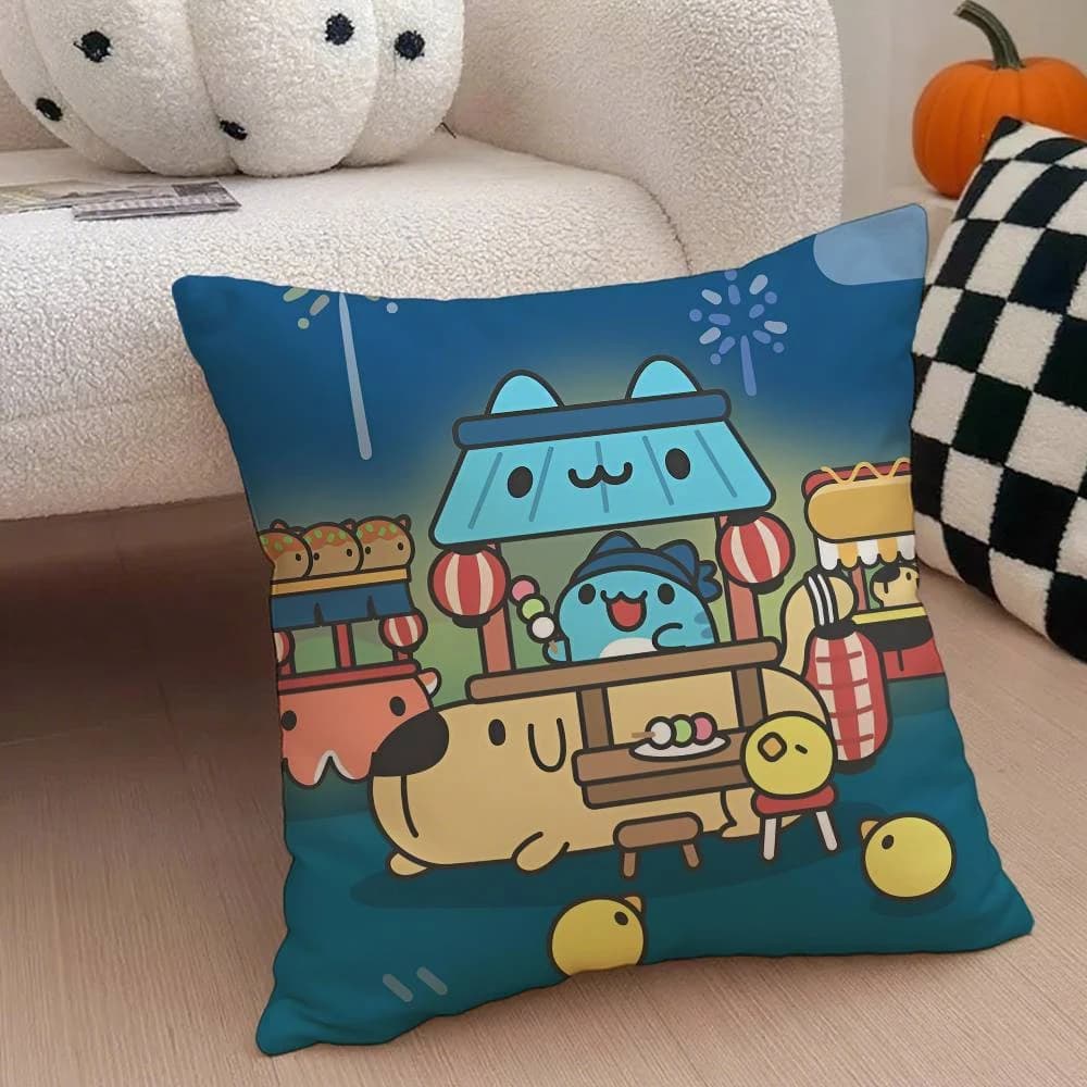 Federa per Cuscino Anime Kawaii B-Bugcat CapooS, Antimacchia, con Cerniera Invisibile, in Peluche Corto Setoso per Divano