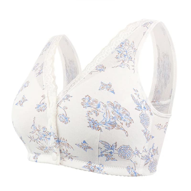 Women's Fashionable Printed Tank Top Bra Without Steel Ring Soft Comfortable Ultra-thin Breathable Front Button Plus Size Bra