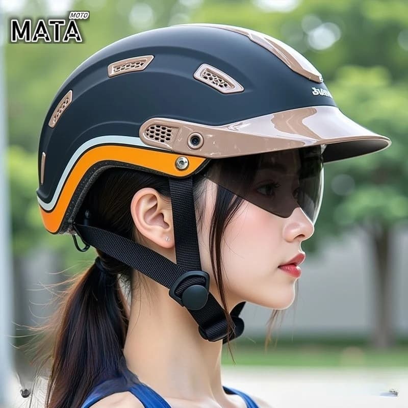Women's Universal Electric Bike Helmet for Summer Motorcycle Solar Protection Half Helmet Safety Cap ABS Material