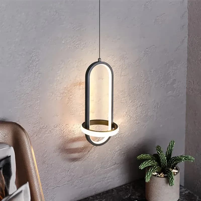 Lampada da comodino moderna a sospensione con anello a LED per camera da letto, soggiorno, cucina, accessori per la decorazione della casa