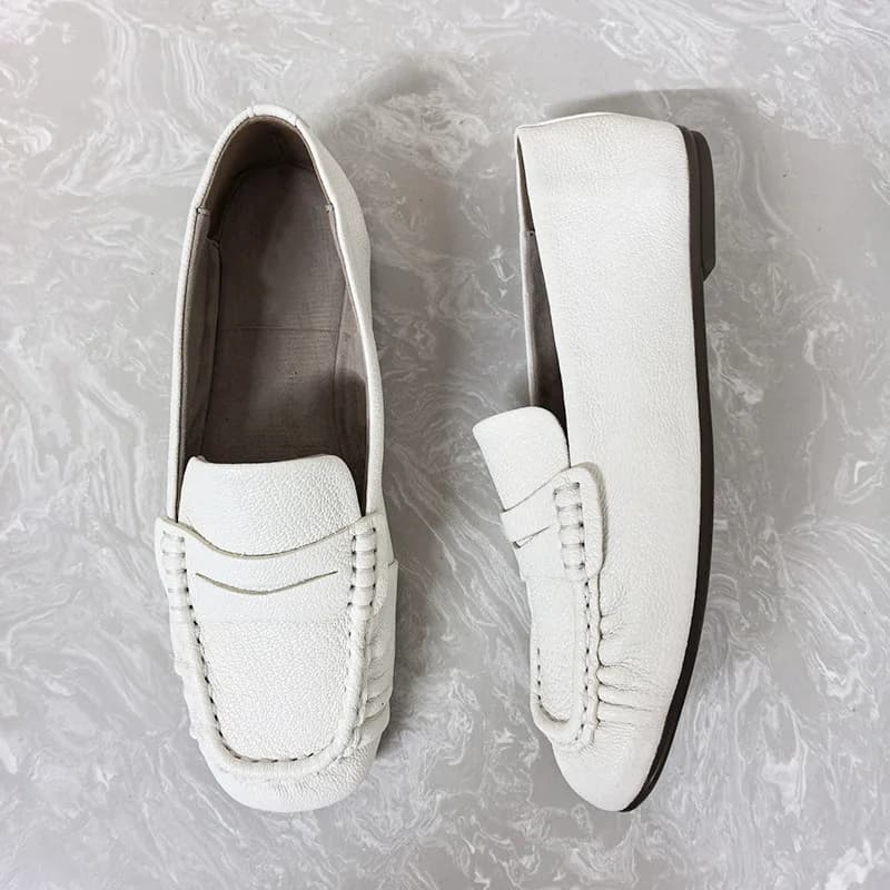 Dave&di Scarpe da donna minimaliste in vera pelle con fondo piatto e punta quadrata, comode e alla moda, scarpe da donna