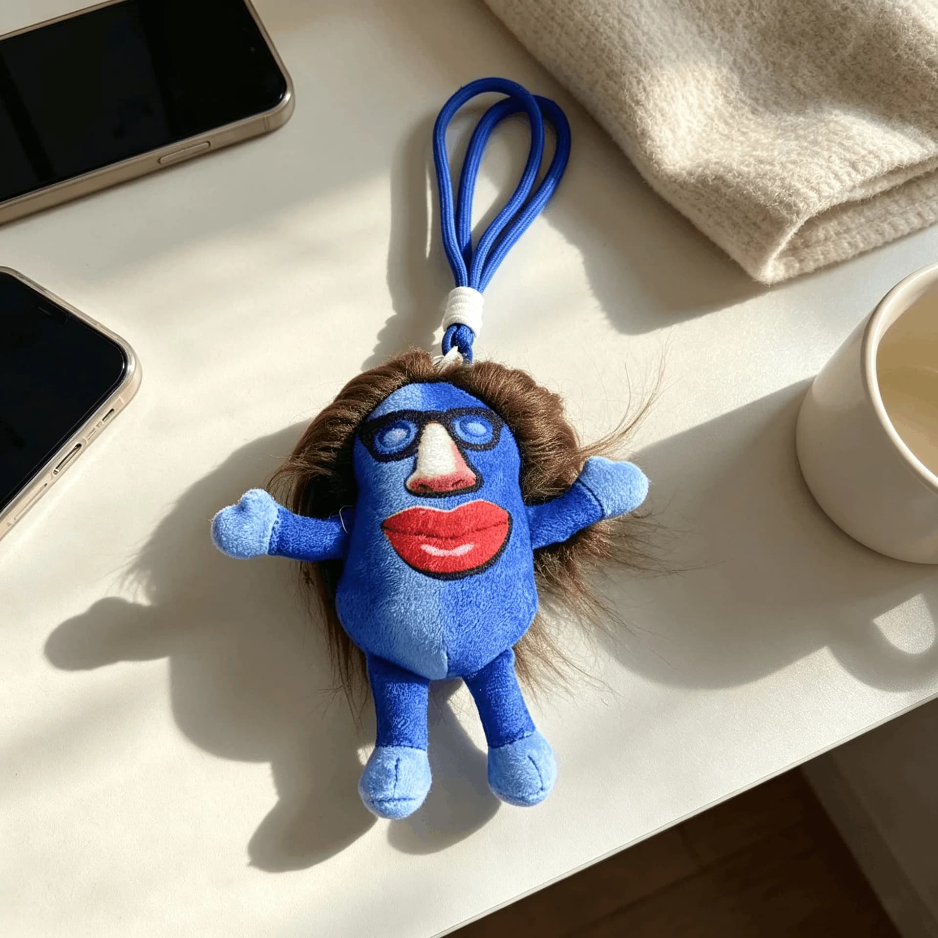 Ugly Cute Plush Doll Keychain, Funny Abstract Cartoon Pendant,Soft Stuffed Animal Bag Charm for Car Backpack Purse,Creative Gift